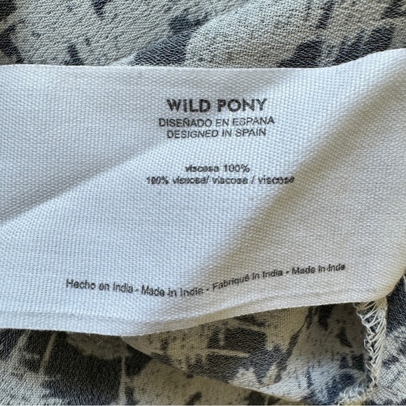 Wild Pony Midi Skirt Flared Crepe Side Slit Abstract Floral Print Sz S - Picture 6 of 16